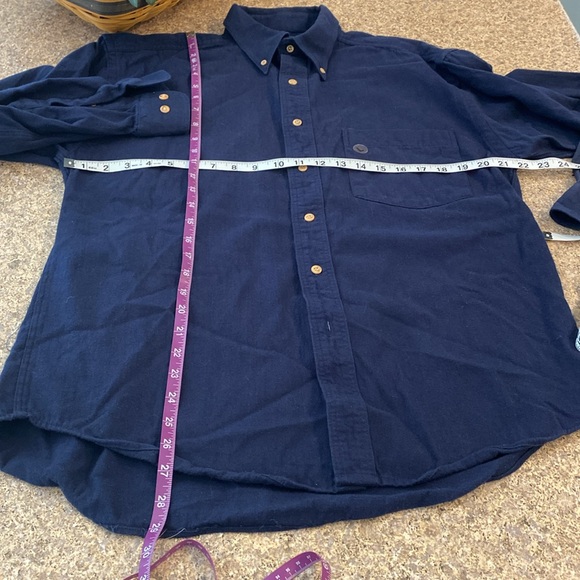 NWOT American Eagle Outfitters Navy Blue Flannel Long Sleeve Button Shirt Large - Picture 9 of 15